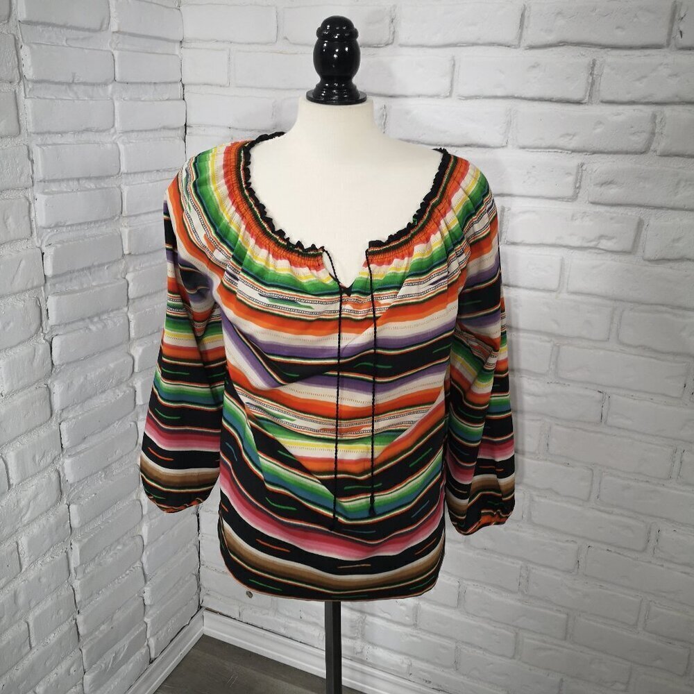 Lauren Ralph Lauren Ladies Size Medium Multi Colored Striped Blouse